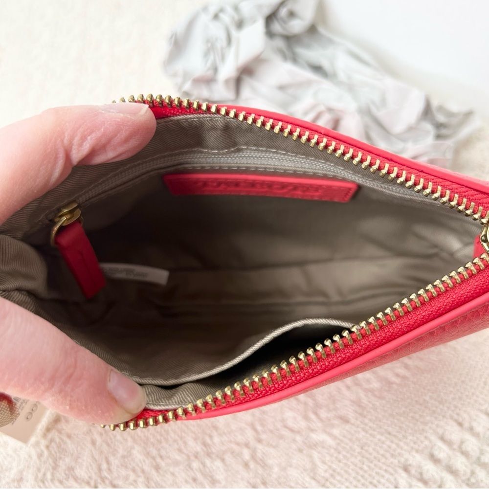 Talbots Coral Red Pebbled Leather Wristlet Clutch Handbag NWT - Picture 6 of 9